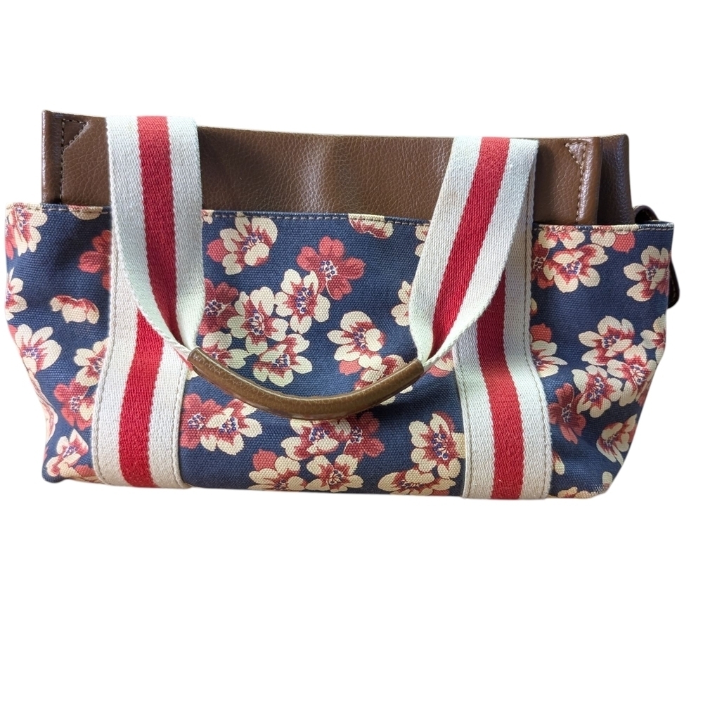 Tommy Hilfiger Floral Canvas Purse Navy Blue Red White Stripes Pockets 90s Vibes - Picture 12 of 13